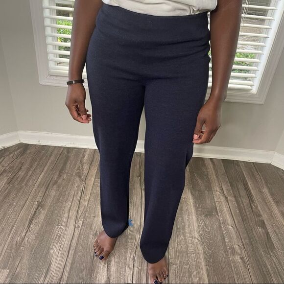 Eileen Fisher Navy Knit Career Work Stretch Pants - Picture 5 of 9